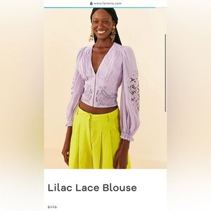 Brand New with Tags Farm Rio Lilac Lace Blouse